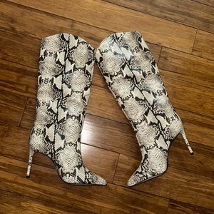 Snake print boots
